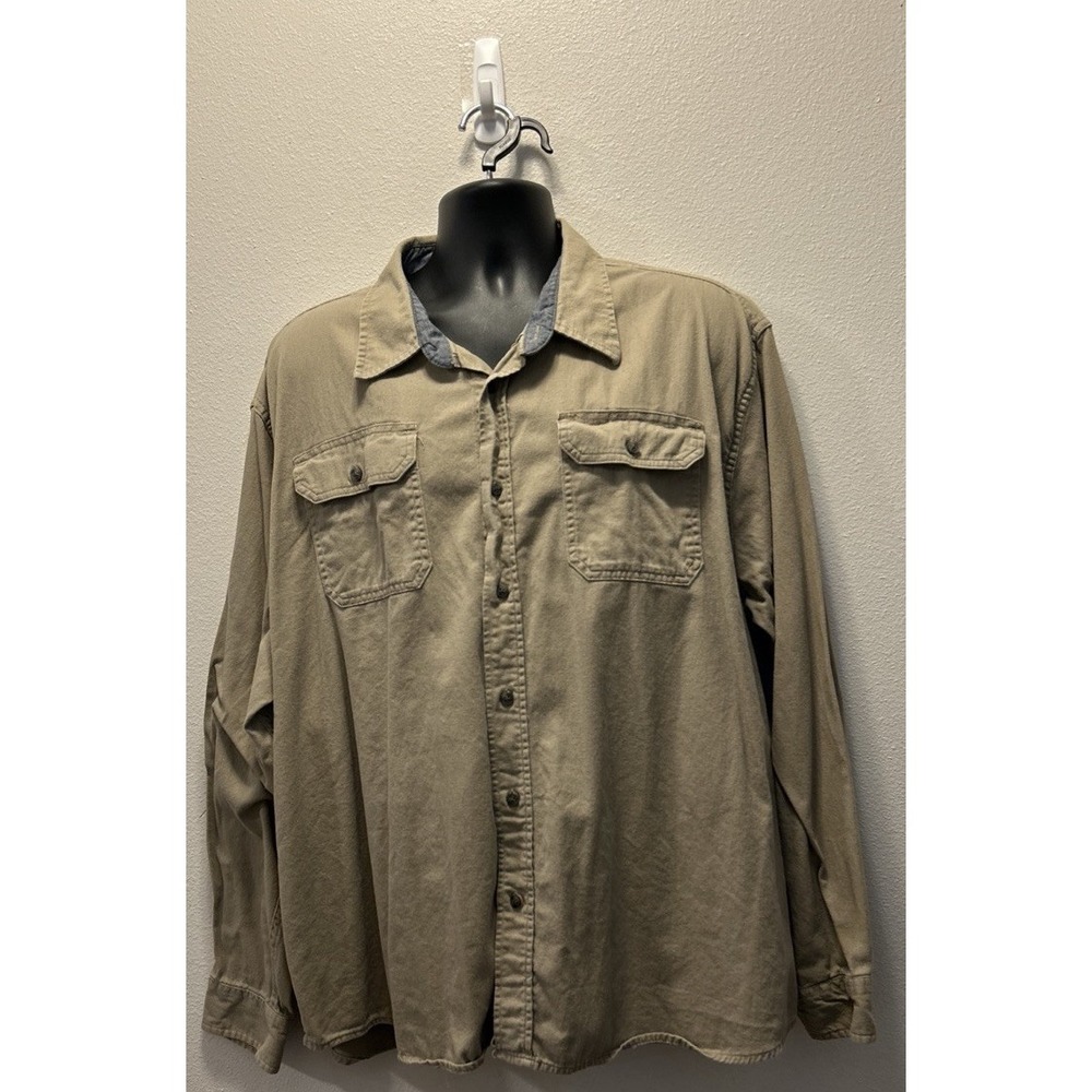 Men's‎ Wrangler Premium Quality Tan Comfort Flex Long Sleeve Shirt Size 3XL